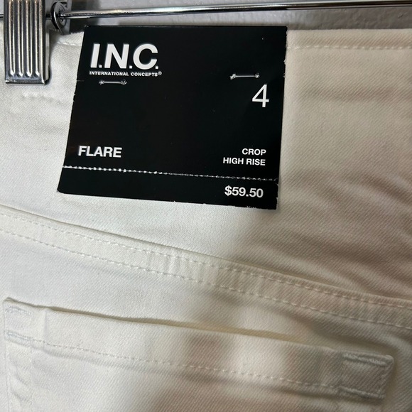 INC International Concepts Flare Crop High Rise White Jeans Size 4 NWT - Picture 4 of 7